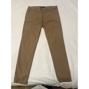 Zara Man Pants 9 Tan‎ Flat Front Slim Fit Khakis